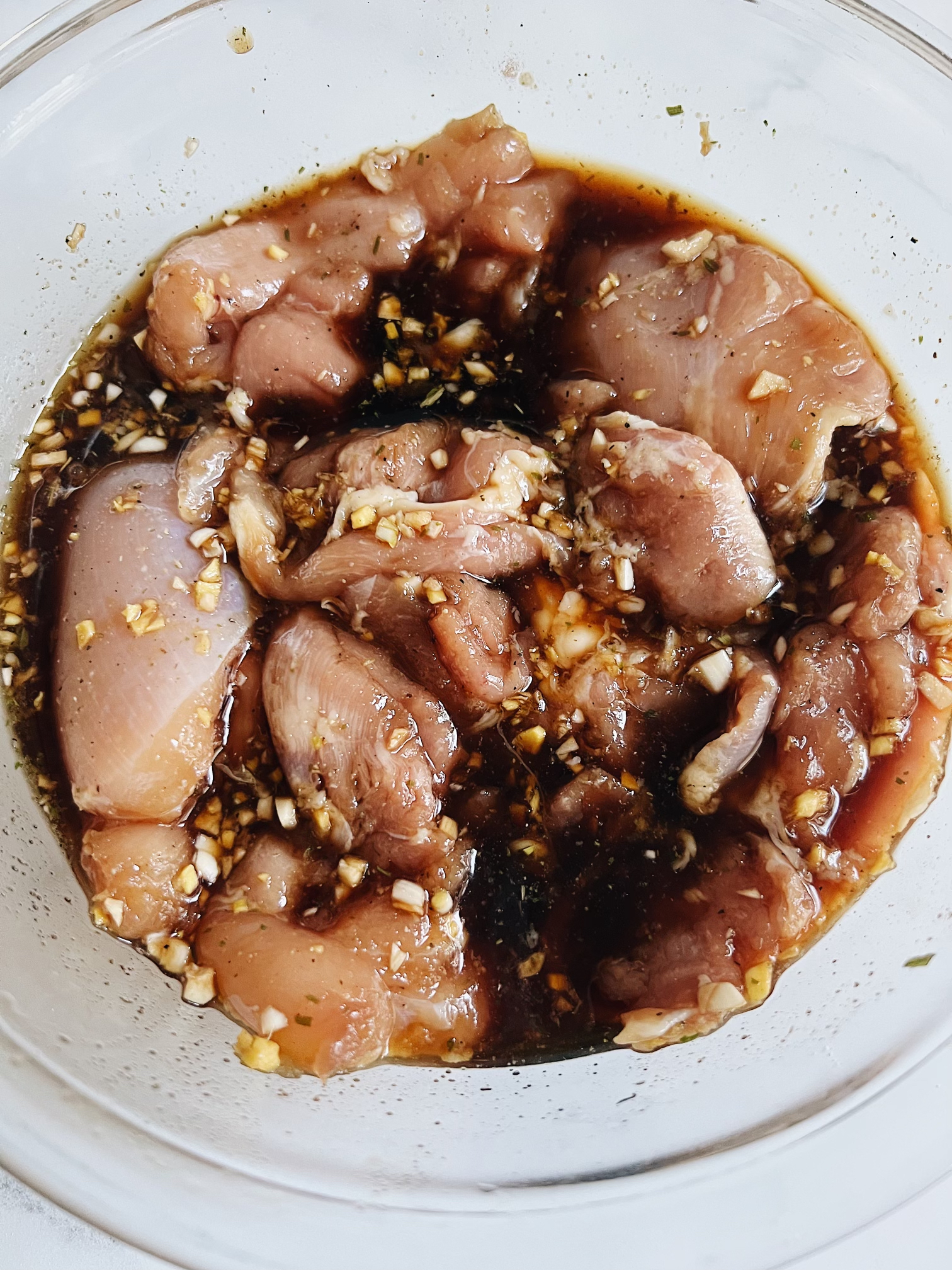 Chicken thighs Marinating in Chicken Teriyaki Sauce